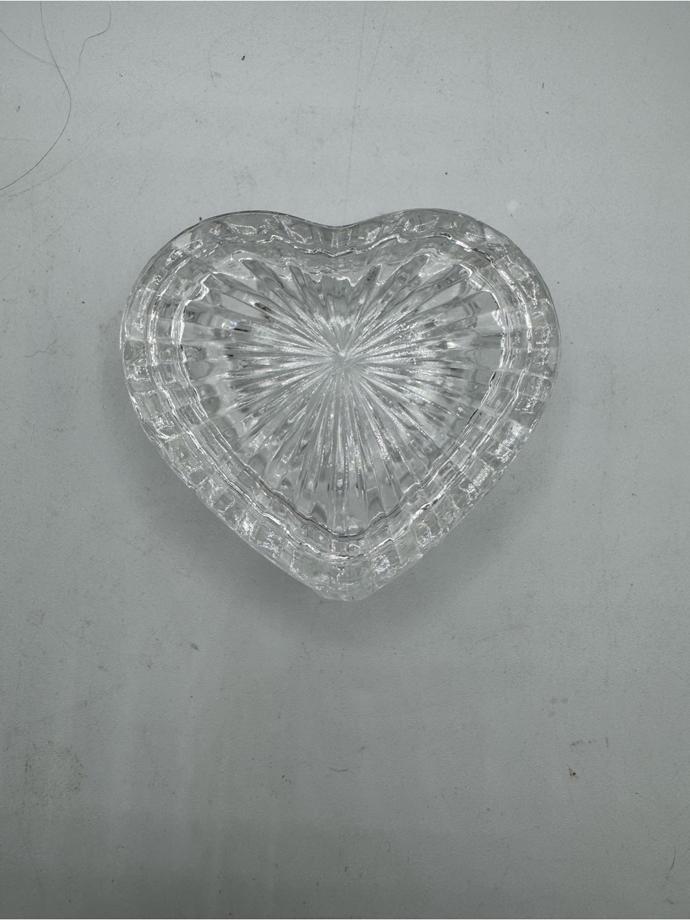 Vintage Lead Crystal Heart-Shaped Trinket Box, 3 1/4” Wide